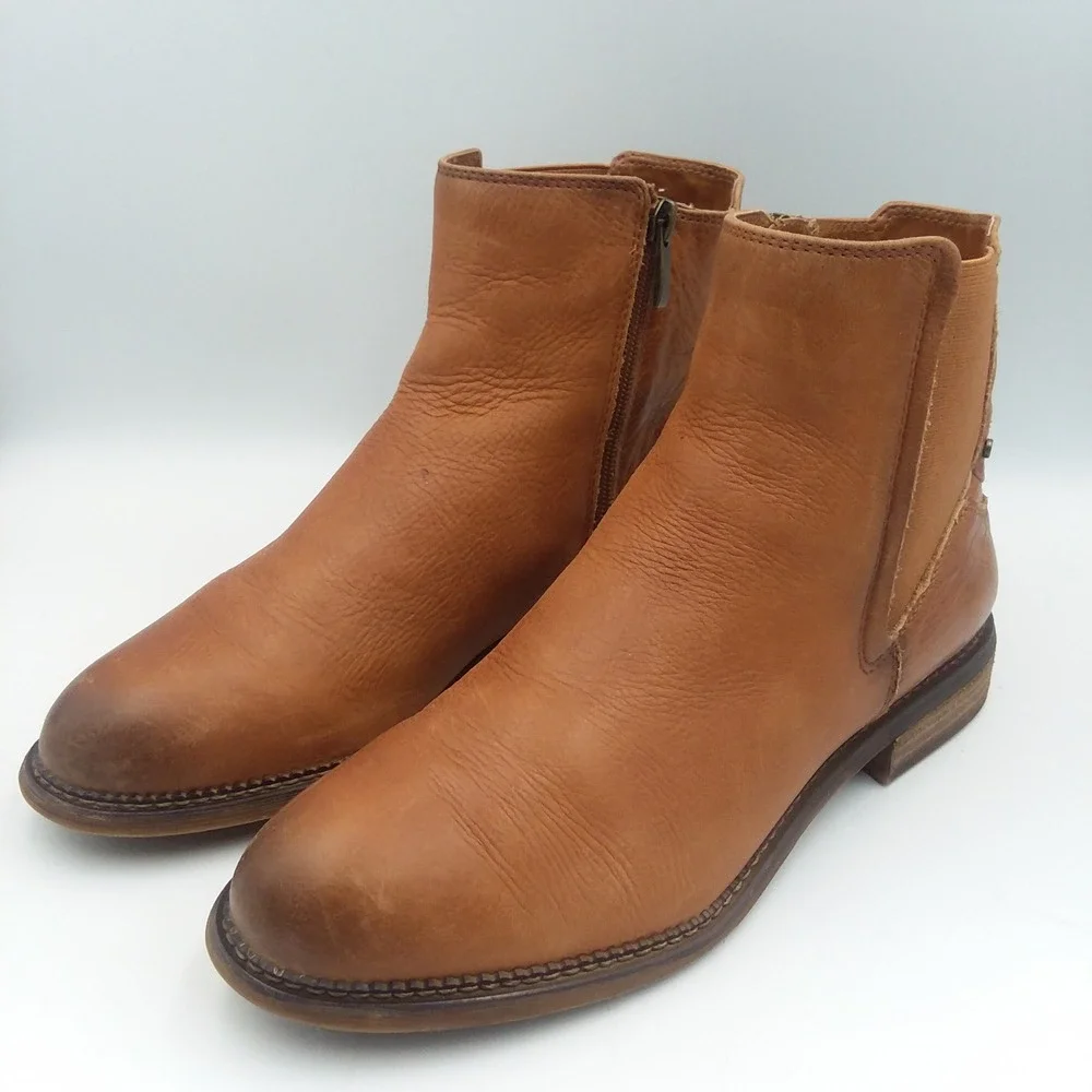Franco Sarto Horrace Cognac Brown Leather Chelsea Boots Women's 10 Ankle Booties